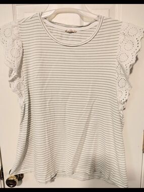 Cotton Bleu Striped Short Sleeve Top Size XL